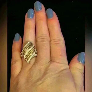 Gold brown clear cz 18k GEP cocktail ring